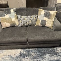 Grey Couch Set W/ Unused Pull Out Queen Mattress