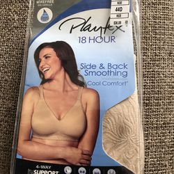 Playtex 18 Hour Side/back Smoothing Bra/size 44D/nude/new In