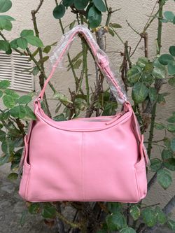 Pink Faux Leather Shoulder Bag