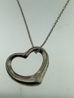 TIFFANY & Co. Sterling Large 27mm Elsa Peretti Open Heart 18” Chain Necklace