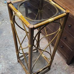 Boho Vintage Bamboo Plant Stand Table 