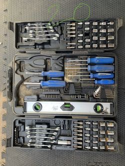 Lot of handyman tools (one Craftsman toolbox with items included), monkey wrenches, US General mail gun, and accessories!