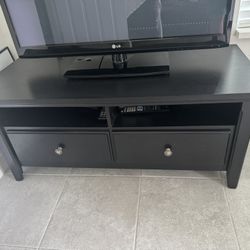 Black Wooden TV Stand – 48” Wide w/ Drawers & Storage