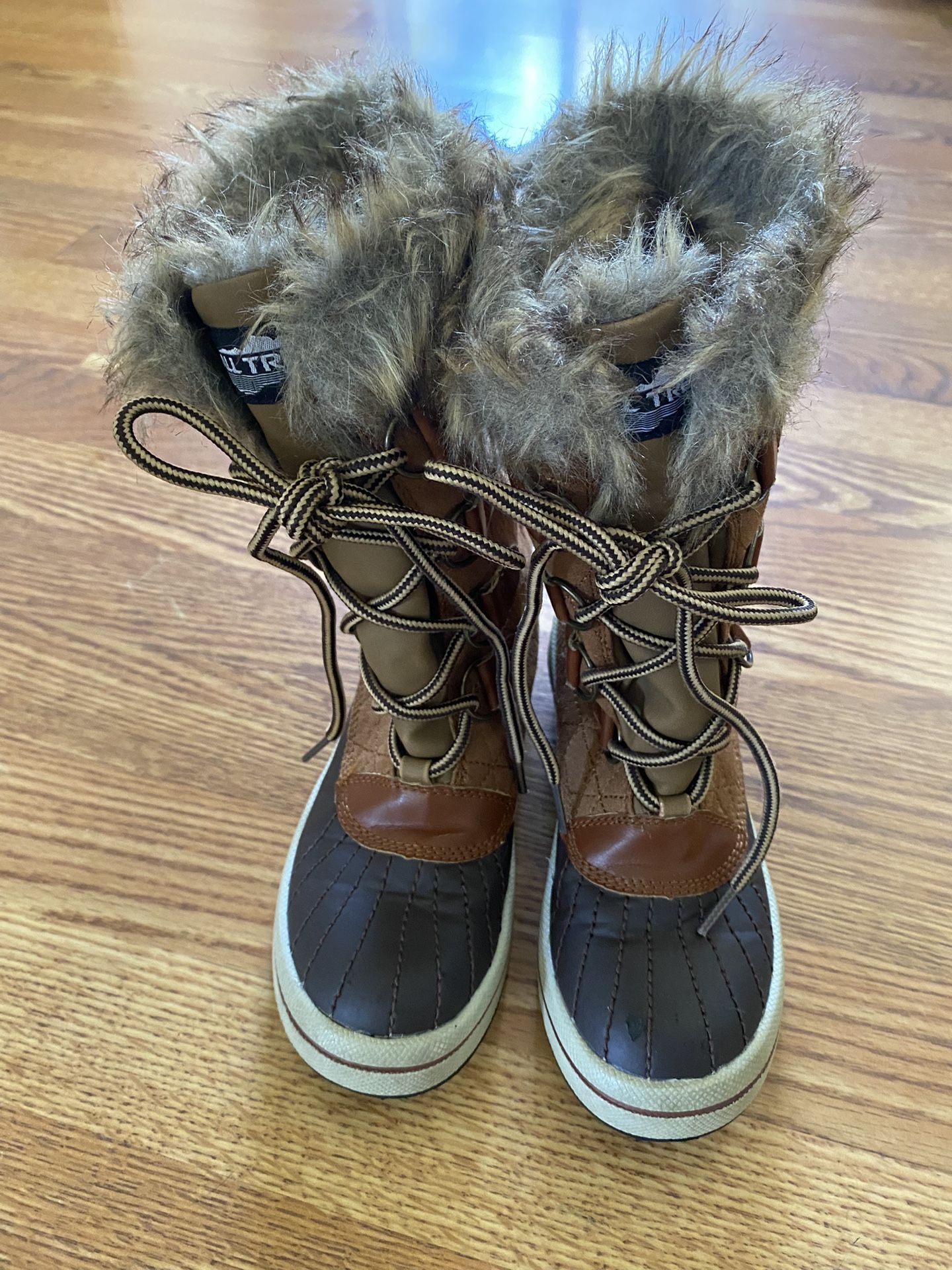 New All Trek Kids Snow Boots Size Girls 13M Color Brown/Tan