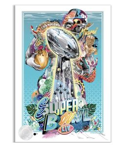 Super Bowl LIV Artist Print, Authentic, Signed - Limited Collector’s Item, KC Chiefs vs SF 49ers