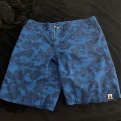 Bape Blue flame camo shorts xl