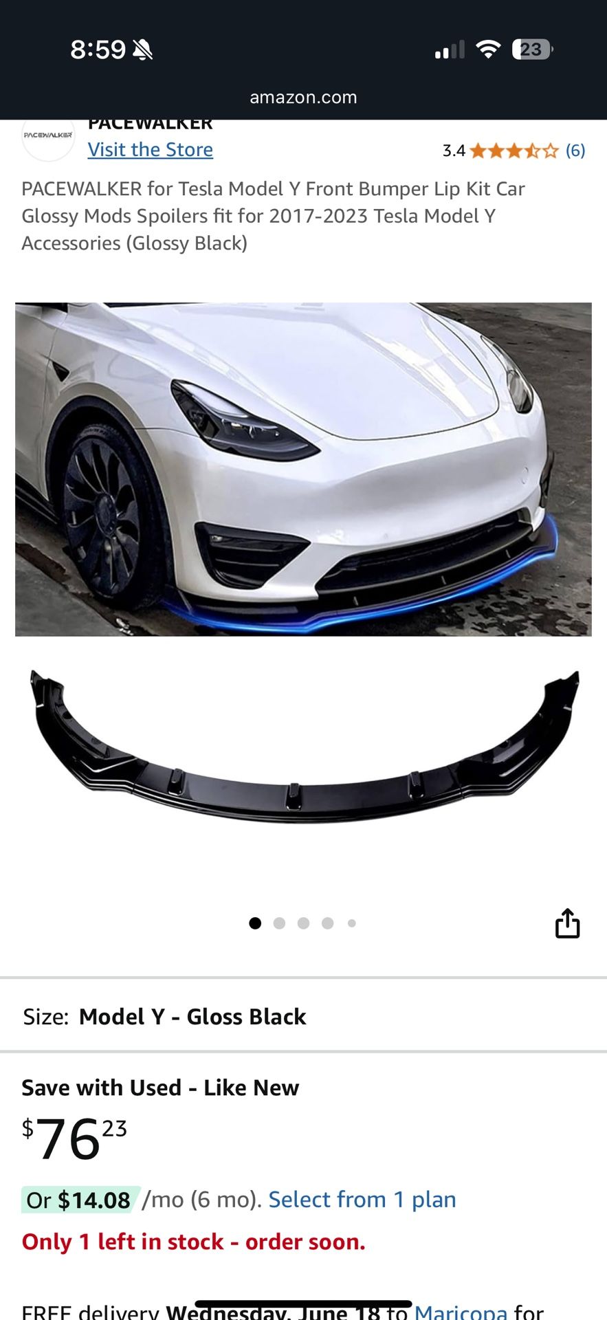 Brand New Carbon Fiber Model Y Splitter