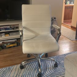 White Faux Leather Office Chair