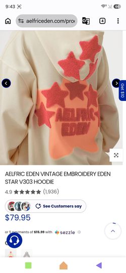 New with tags- Aelfric Eden - Star embroidery  hoodie