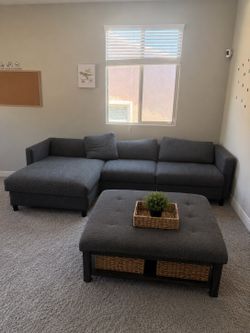 Sectional and a tufted coffee table