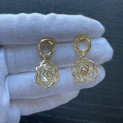 Gold Plated Flower Earrings Hypoallergenic 