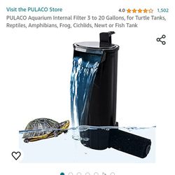 PULACO Aquarium Internal Filter 3 to 20 Gallons, for Turtle Tanks, Reptiles, Amphibians, Frog, Cichlids, Newt or Fish Tank
