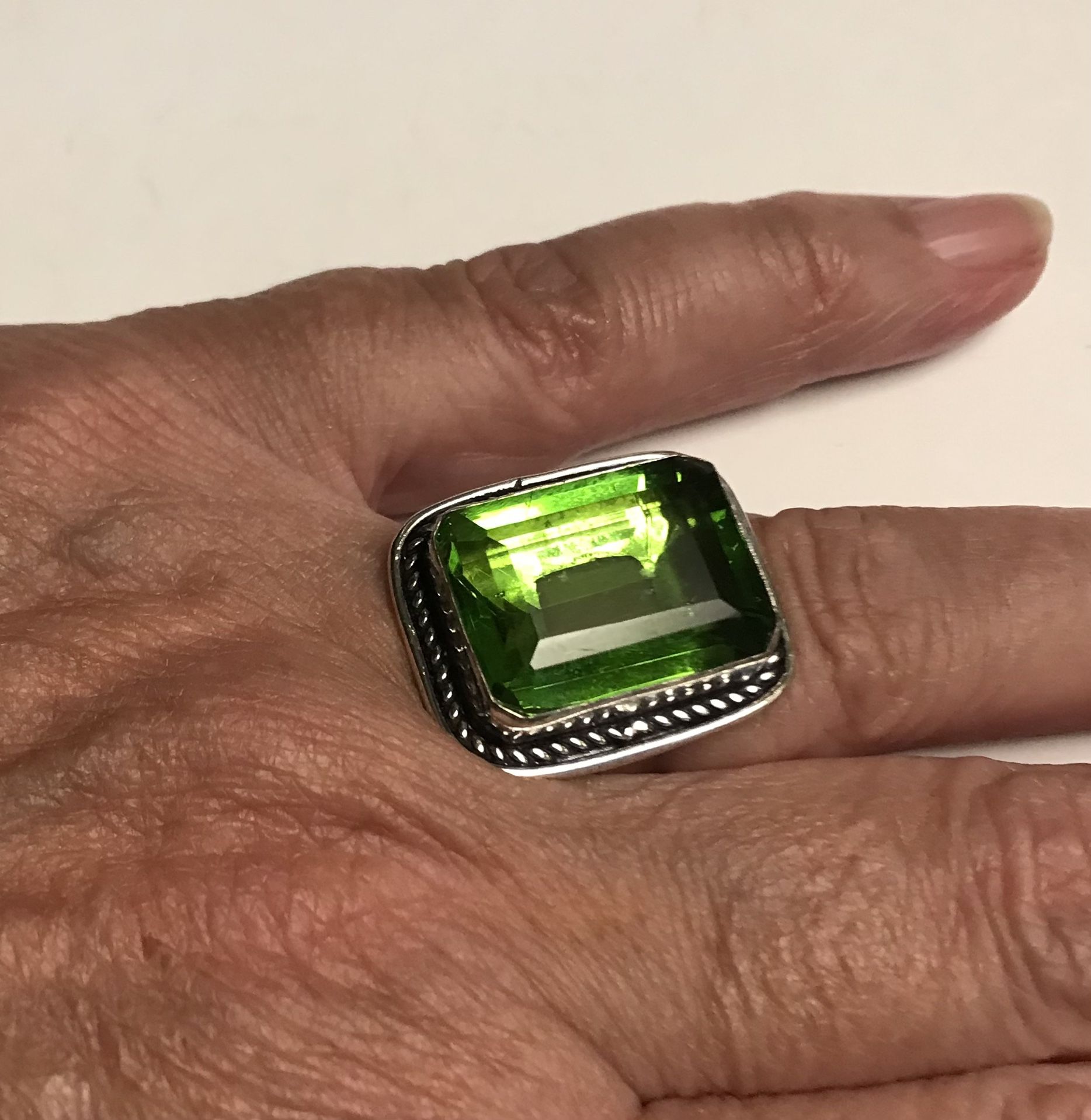 Free Shipping.  Peridot 925 Sterling Silver Ring 