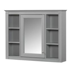 35.03 in. W x 7.32 in. D x 27.50 in. H Bathroom Storage Wall Cabinet in Grey