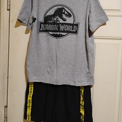 2 Piece Jurassic World Shirt And Shorts Both Size Medium