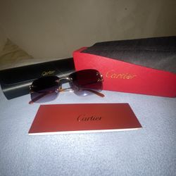 Rimless Grey Tint Cartier Glasses W Authentication Certi