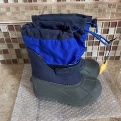 Columbia Little Kids Powderbug Plus II Snow Boot Navy Chili  US 12 NWT.