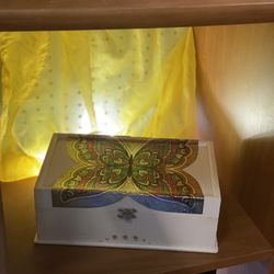 Handcrafted Metallic Butterfly Jewelry/Keepsake Box with LED Lights