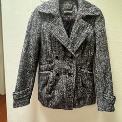Express XS Women's Black and White Tweed Jacket Coat 