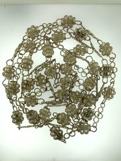 Vintage Sterling Silver Long Chain Hand Made Link Necklace 68 Inches & 120 Grams