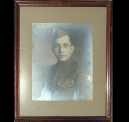 Vintage Framed WW2 Portrait of Soldier