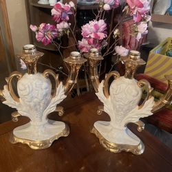 2 Vintage Porcelain Candelabras 