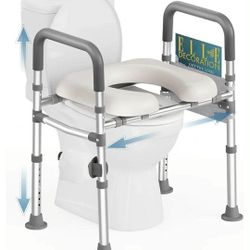 New HOMLAND Raised Toilet Seat with Handles, 400 LBS Toilet Seat Risers for Seniors with Adjustable Height & Width, Handicap Elevated Toilet Riser Fit