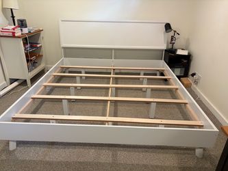 White King Bed Frame with Headboard