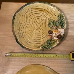 1970 Vintage George Lofton Mushroom Plates Set Of Two
