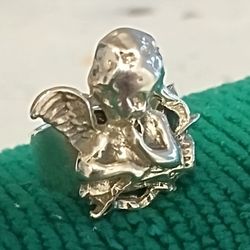 925 Stealing Silver Guardian Angel Ring Size 5