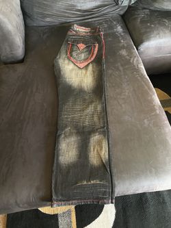 Angelino Jeans Black And Red 38x34