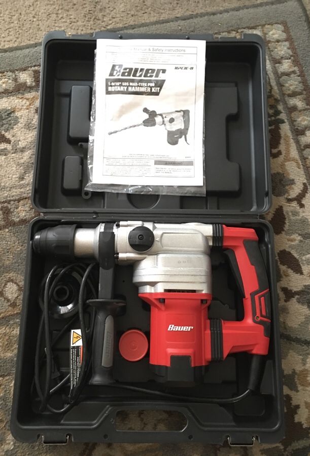 Bauer 1-9/16” SDS max-type pro Rotary Hammer Kit 1643E-B