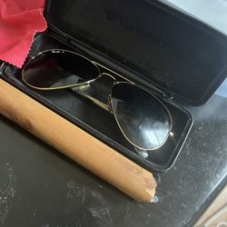 Ray-Ban, Black And Gold Glasses