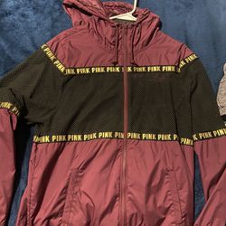 Victoria Secret Pink Mesh Burgundy Anorak 