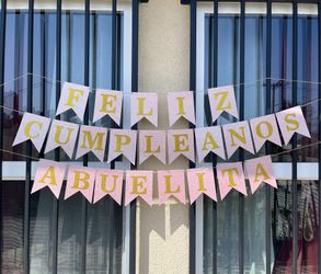 Feliz Cumpleaños Abuelita Birthday Banner And Cake Topper 