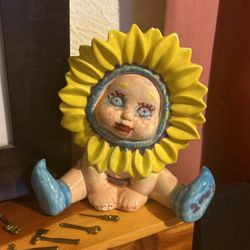 Creepy Porcelain Sunflower Figurine 