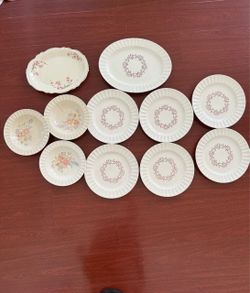 Vintage dinnerware set bowls serving dish.