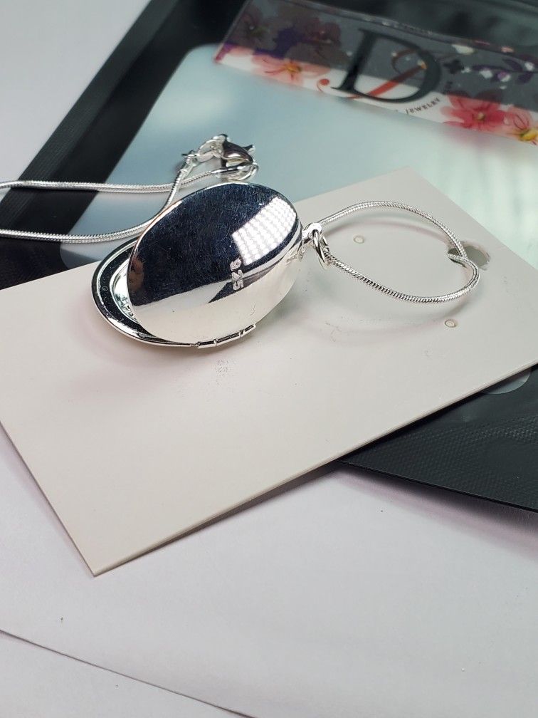 Oval Diamond Cut Locket Necklace 