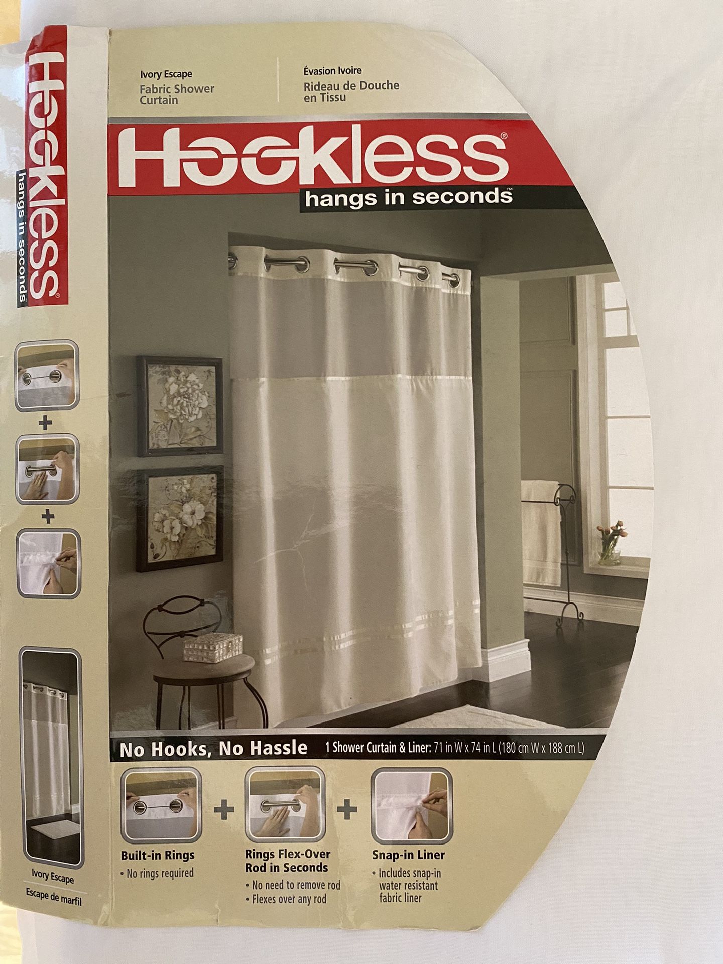 White Waffle Weave Stall Fabric Shower Curtain