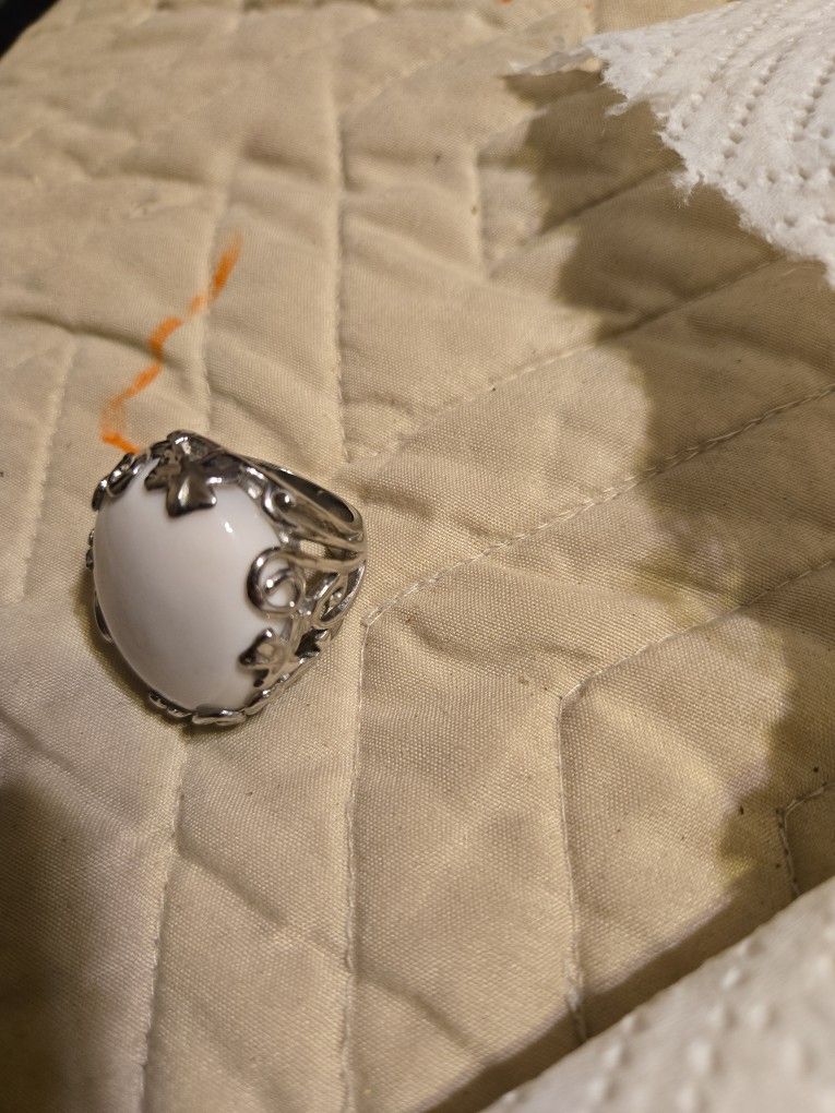 Shamrock White Stone Statement Ring