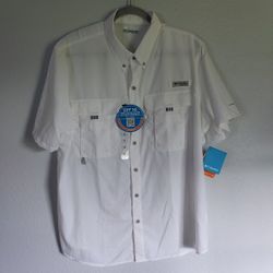 Columbia PFG Omni Shade Bahama Short Sleeve Fishing Shirt Men's XL White NEW
