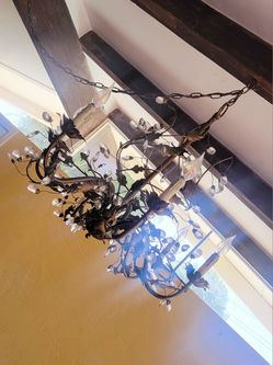 Bronze Chandelier with Crystals