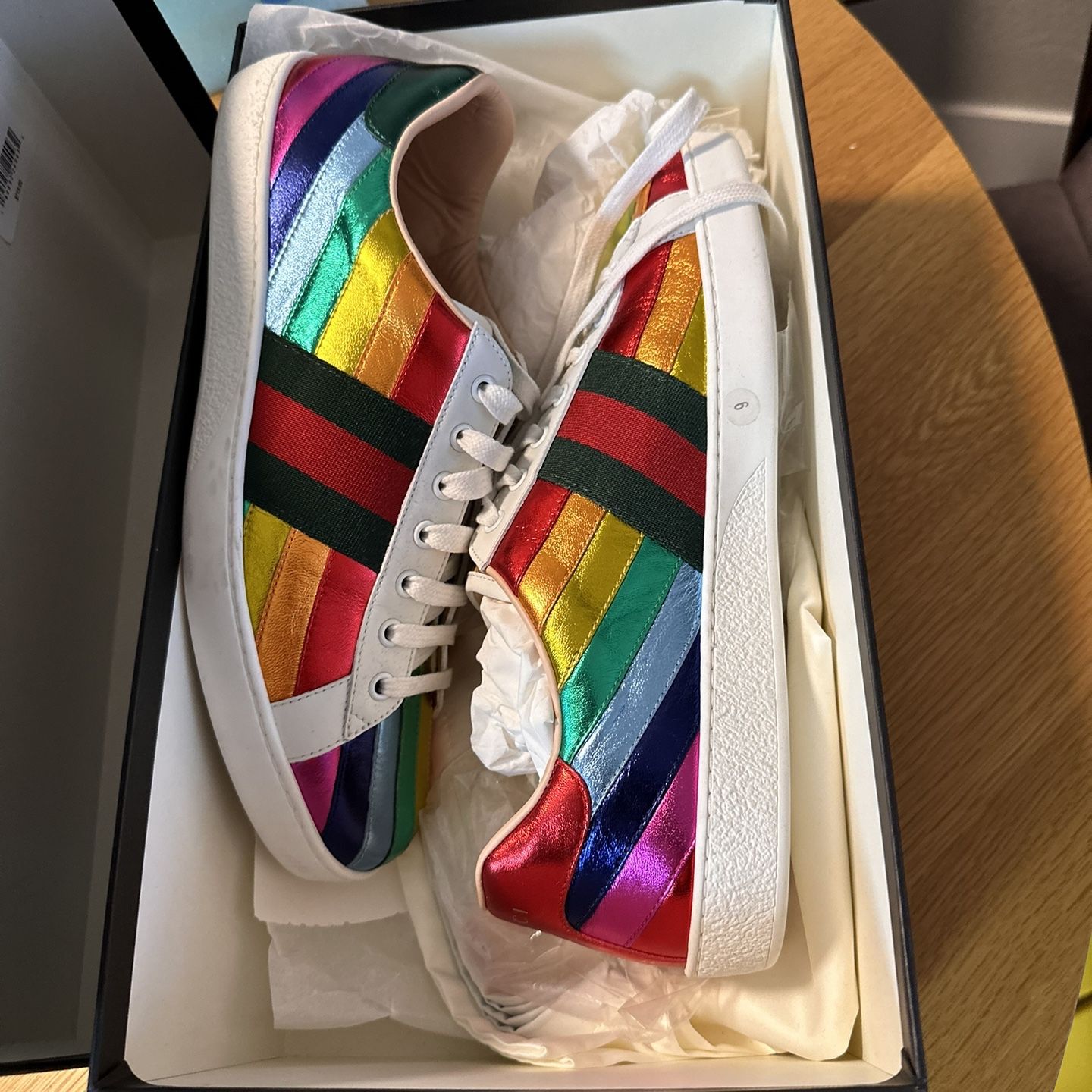 Gucci ace rainbow sneakers deals