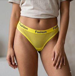 Women's Sheer Yelow Thong Panty