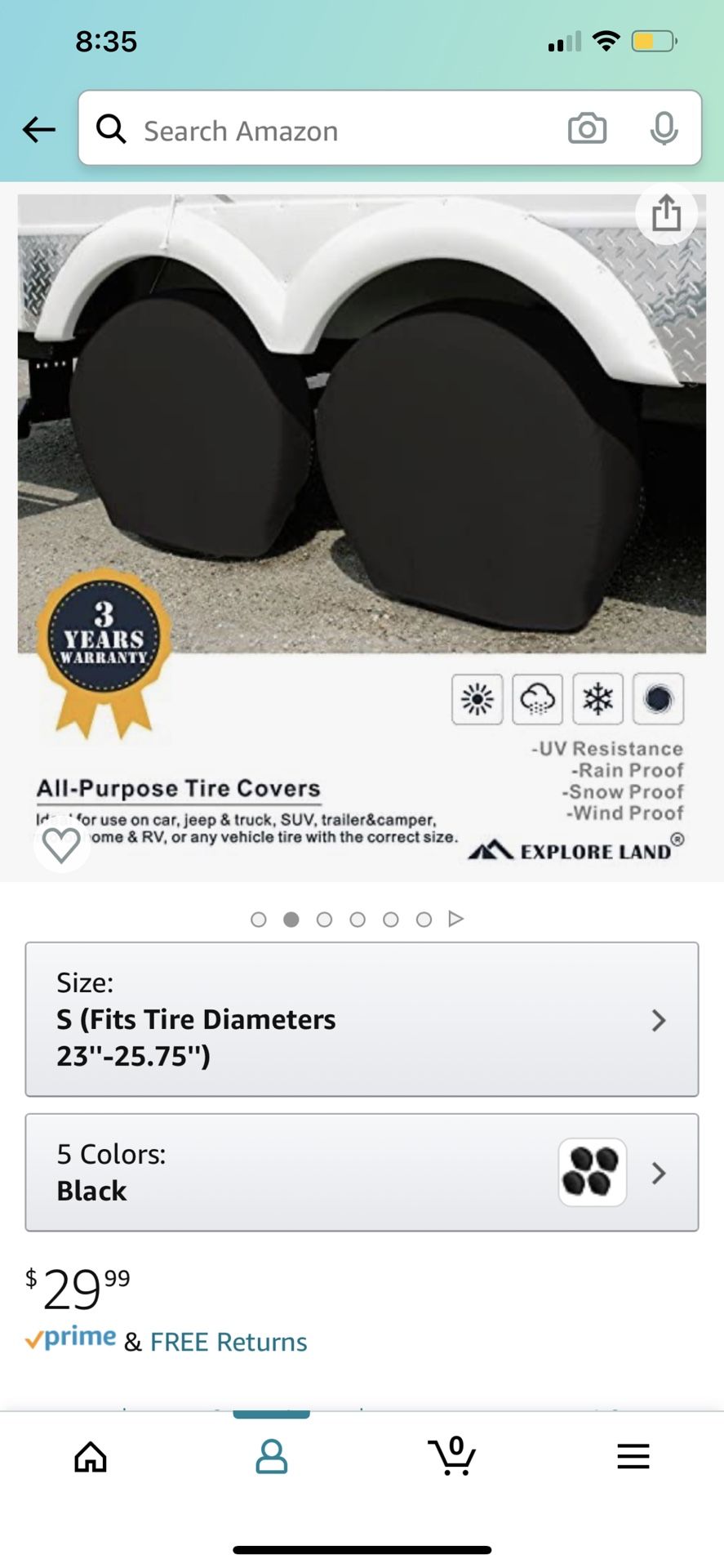 Tire Cover, Size Small Universal Fits Tire Diameters 23-25.75 inches,  Black for Sale in Pflugerville, TX OfferUp