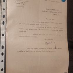 1929 French Letter Re: Technical School (Transcribed)