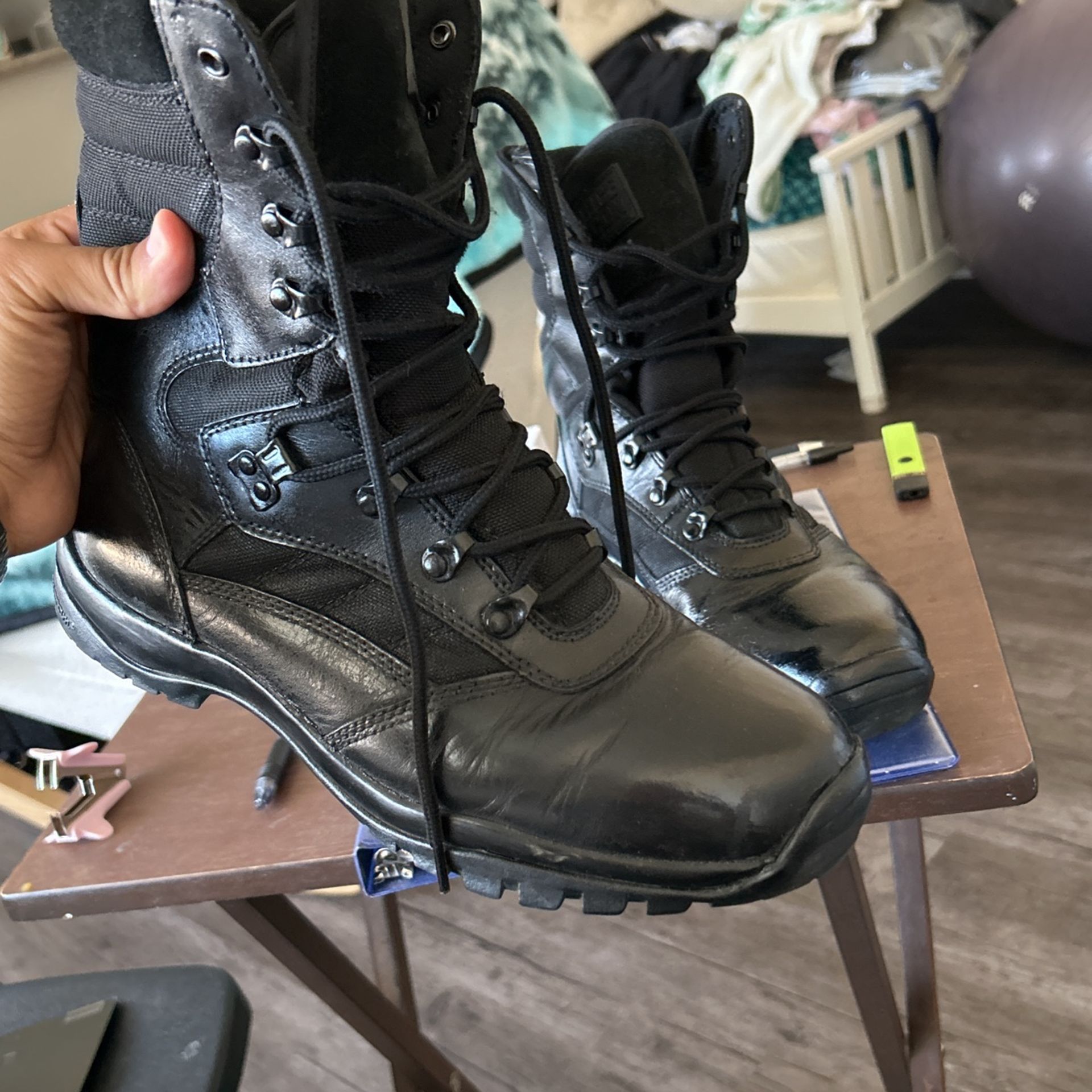 Black Combat/Military/Police Boots Shin-able