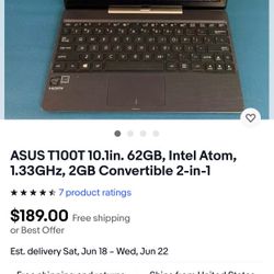 Asus Win 10-touchscreen -laptop & Tablet $75