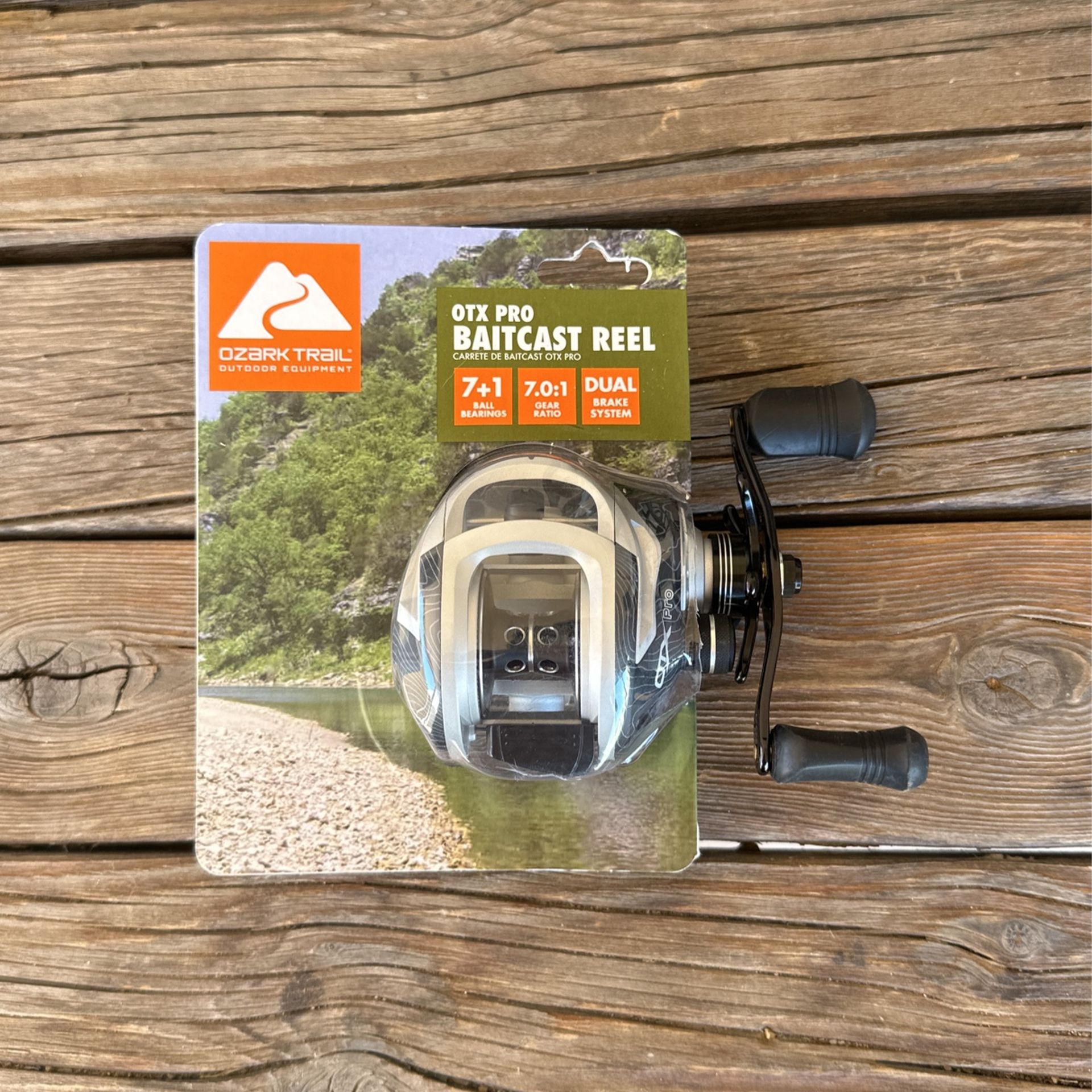 Ozark Trail OTX Pro BAITCAST Fishing Reel 7.0:1 Gear Ratio Dual Brake System 7+1 Ball Bearings