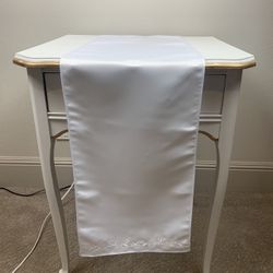 White Antique Satin Table Runner